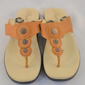 PROPET Brown Leather Thong Flip Flop Sandals 6.5